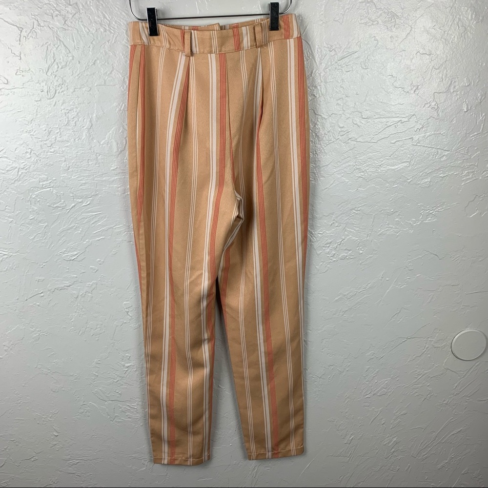 Nasty Gal highwaist pinstripe coral trousers 6 - Picture 7 of 10